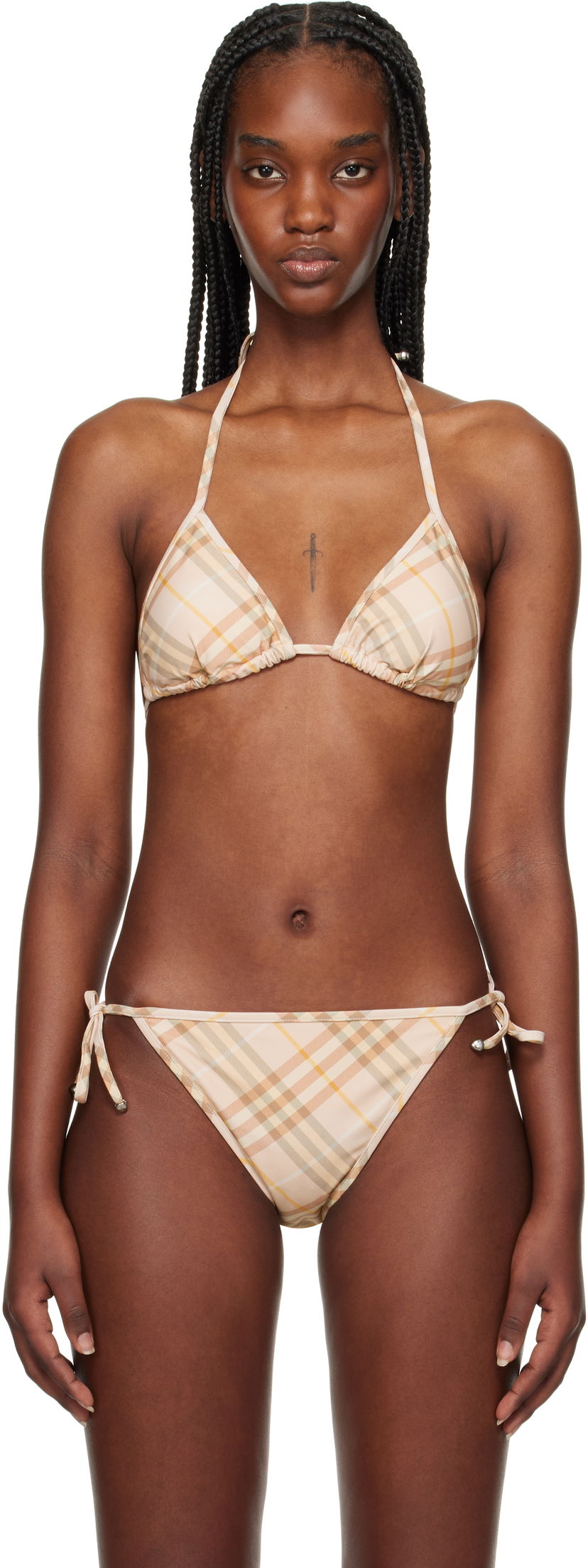 Kopalke Burberry Burberry Check Triangle Bikini Top Bež | 8108593