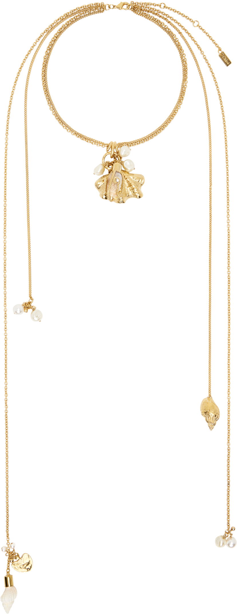 Ogrlica CHLOÉ Chloé 'The Chloe Shells Scarf' Long Gold Necklace Kovinski | CHC25UFO46SRP