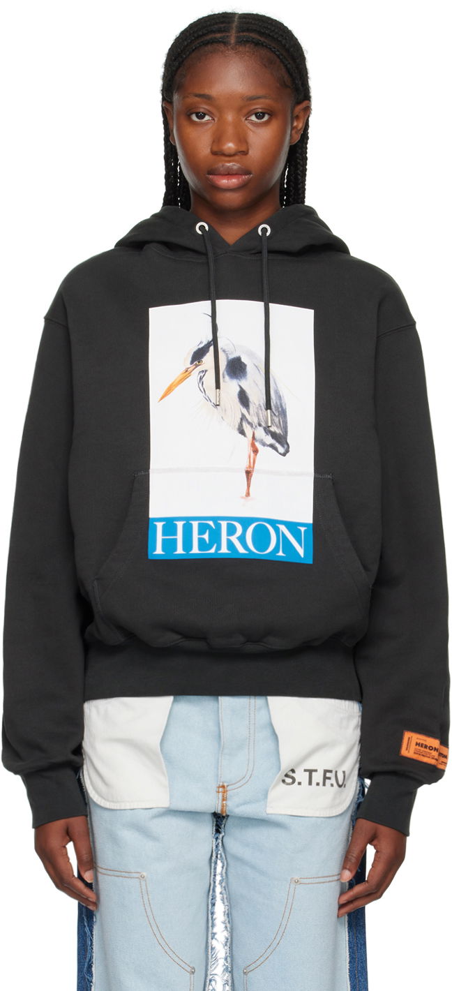 Pulover HERON PRESTON Bird Painted Hoodie Črna | HWBB024F23JER0021046, 0