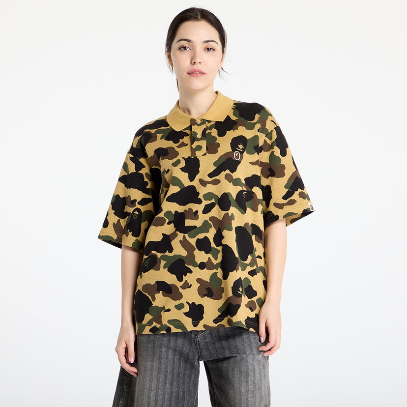 Polo majica BAPE A BATHING APE 1St Camo Jacquard Relaxed Fit Polo Shirt Rumena | 001POL301303MYEL