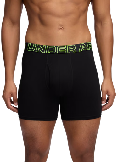 Boksarice Under Armour Performance Cotton Boxer Briefs, 6-Inch Inseam, 3-Pack Črna | 1383889-004, 3