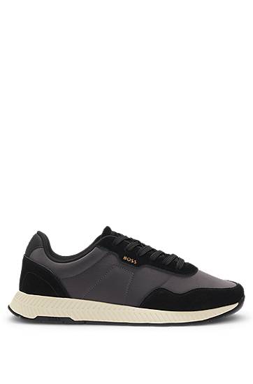 Oblačila BOSS Mixed-Material with Suede Trims Siva | 50536469, 1