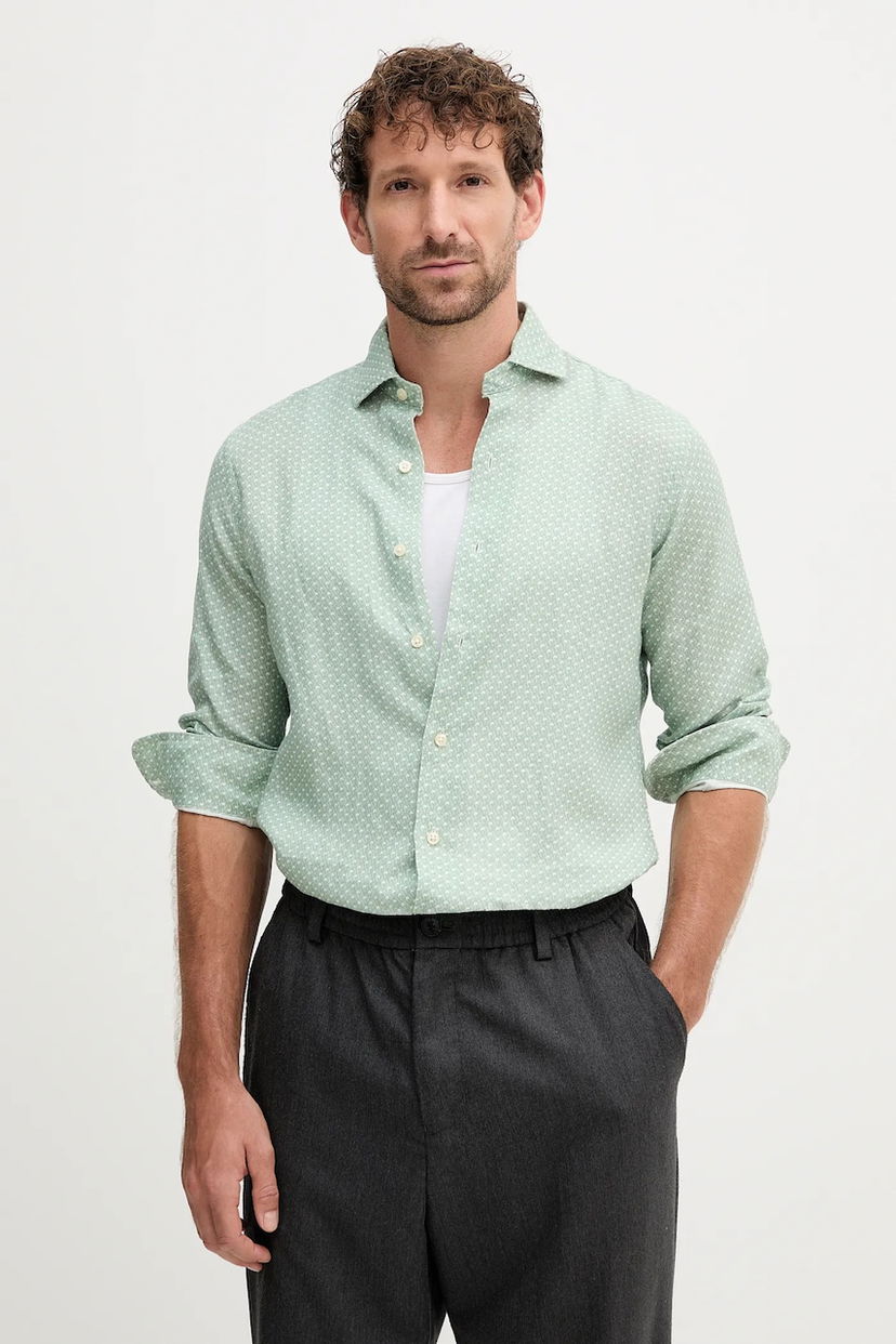 Srajce Polo by Ralph Lauren Polo Ralph Lauren Regular Fit Linen Shirt with Italian Collar Zelena | 710974546
