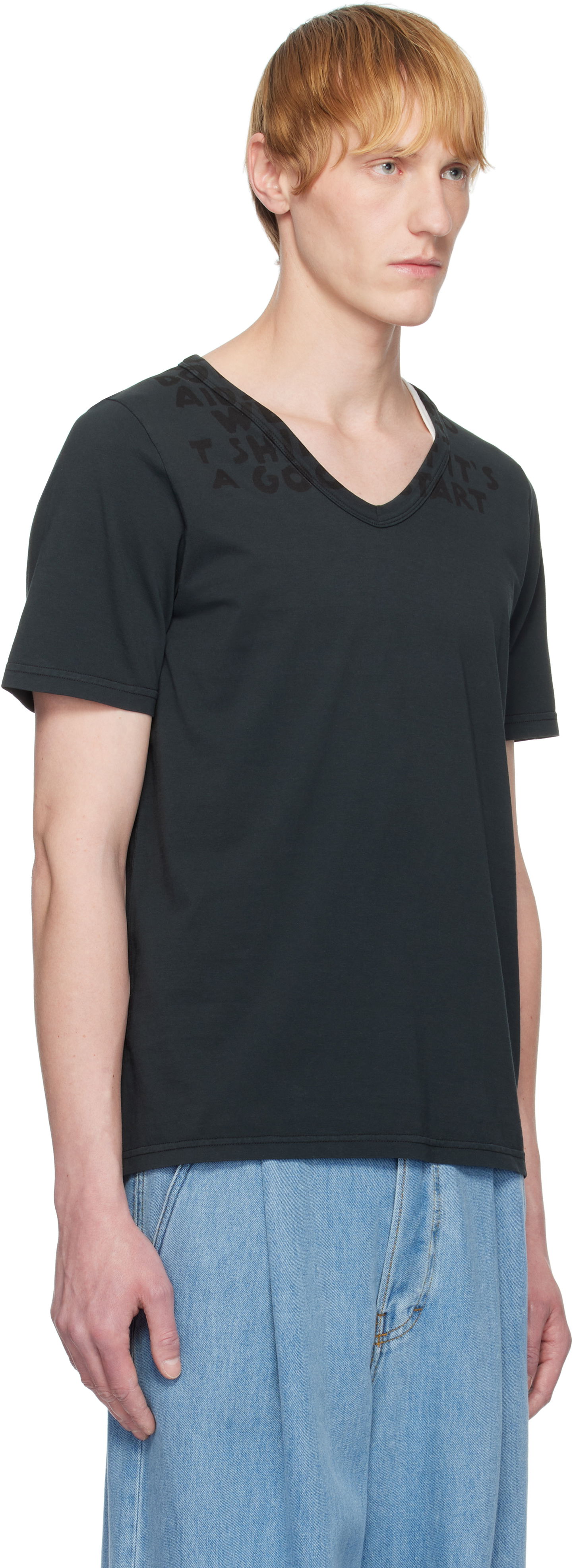 Majica Maison Margiela MM6 Maison Margiela V-Neck Jersey T-Shirt Črna | SH2GC0022 M20115, 1