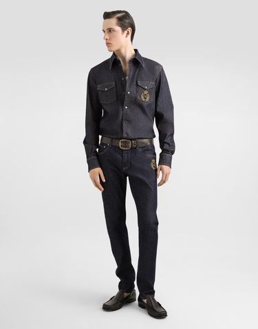 Kavbojke Dolce & Gabbana Slim-Fit Stretch Cotton Jeans With Patch Modra | GY07CZG8ME9S9001, 1