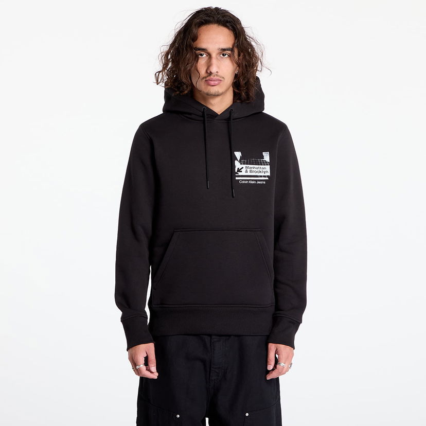 Pulover CALVIN KLEIN Subway Sign Hoodie Black Črna | J30J326880 BEH