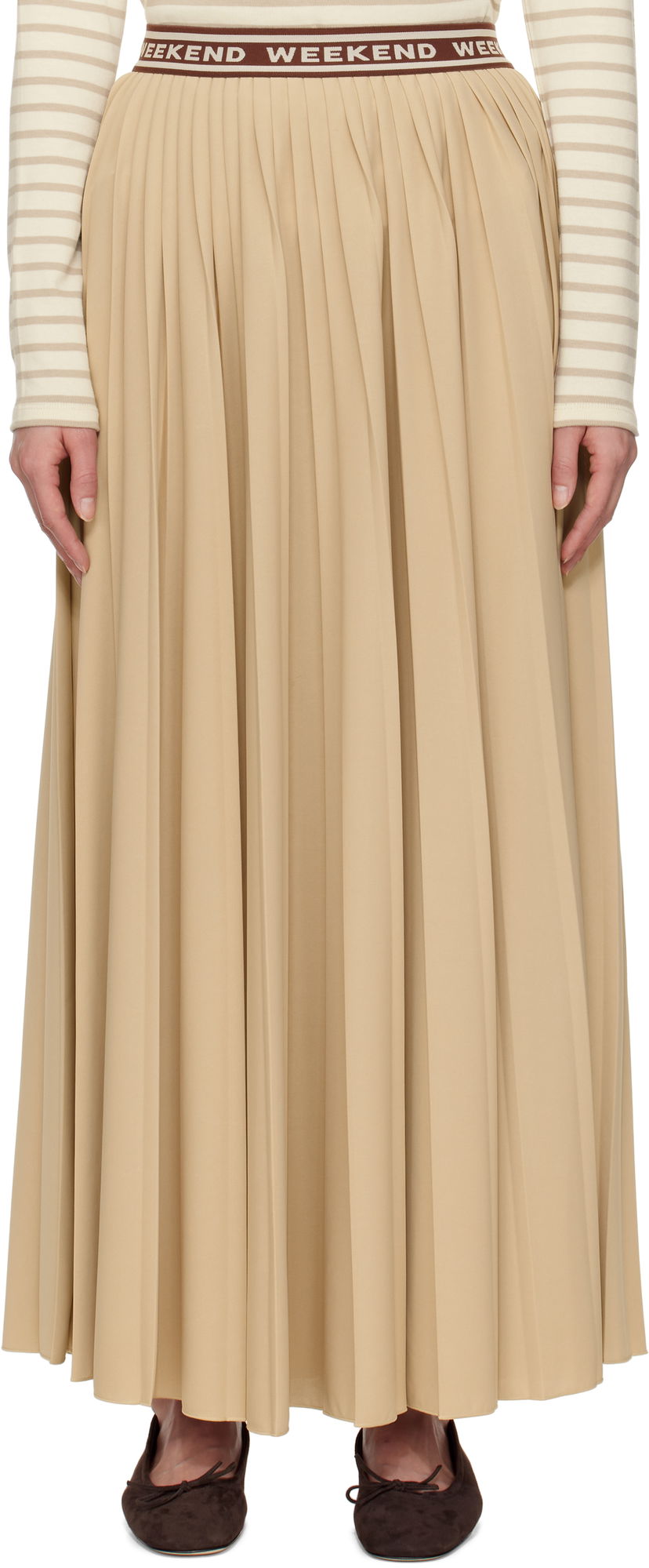 Krila Max Mara Weekend Max Mara Bleu Pleated Maxi Skirt Bež | 2515771031600