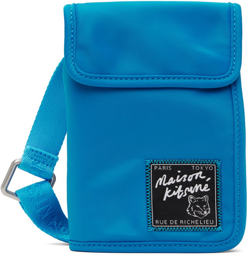 Torba za čez ramo MAISON KITSUNÉ Maison Kitsuné 'The Traveller' Neck Pouch Modra | MM05362WQ1001P451