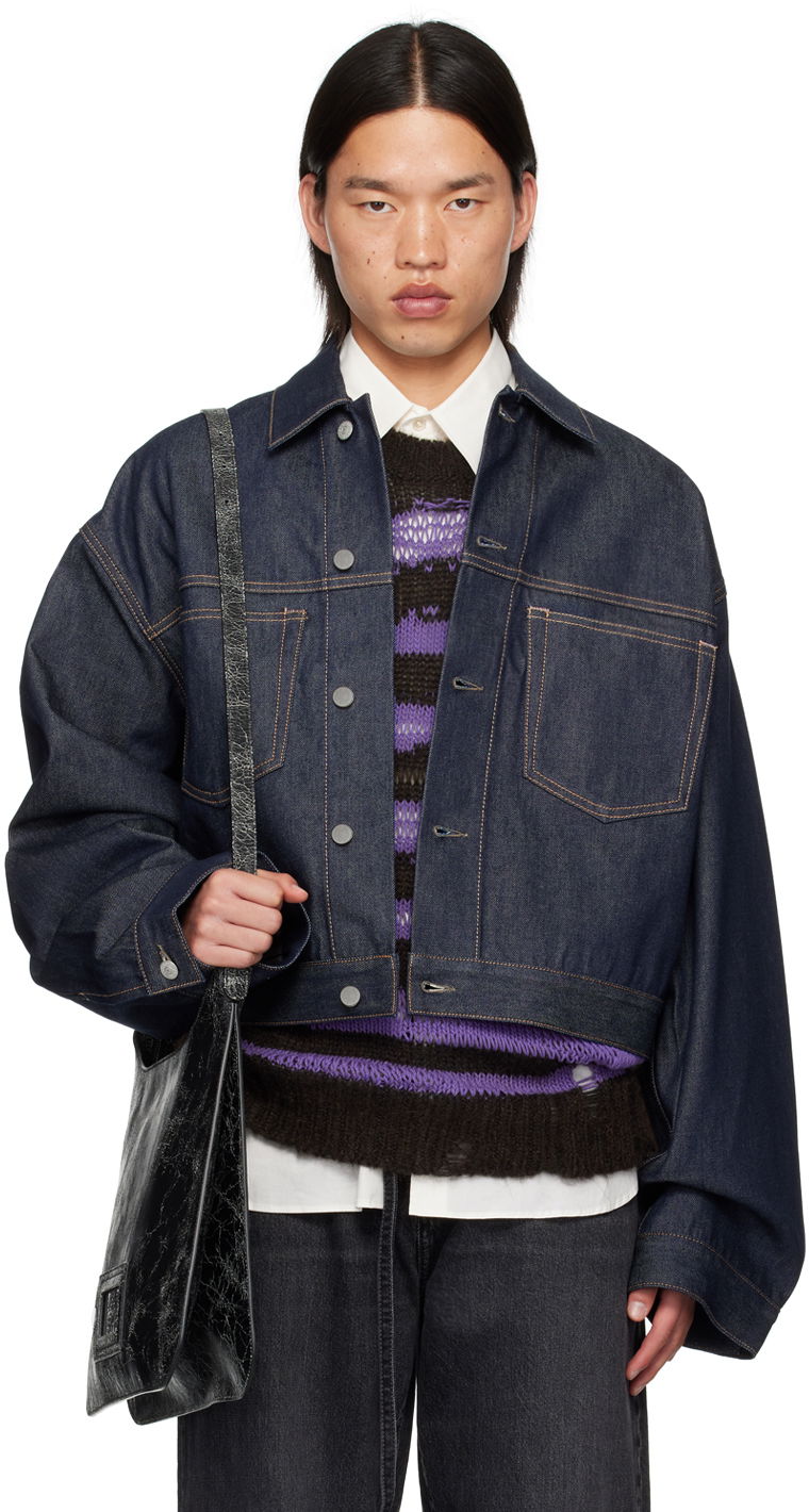 Jakna Acne Studios Blue Patch Pocket Denim Jacket Modra | C90182-