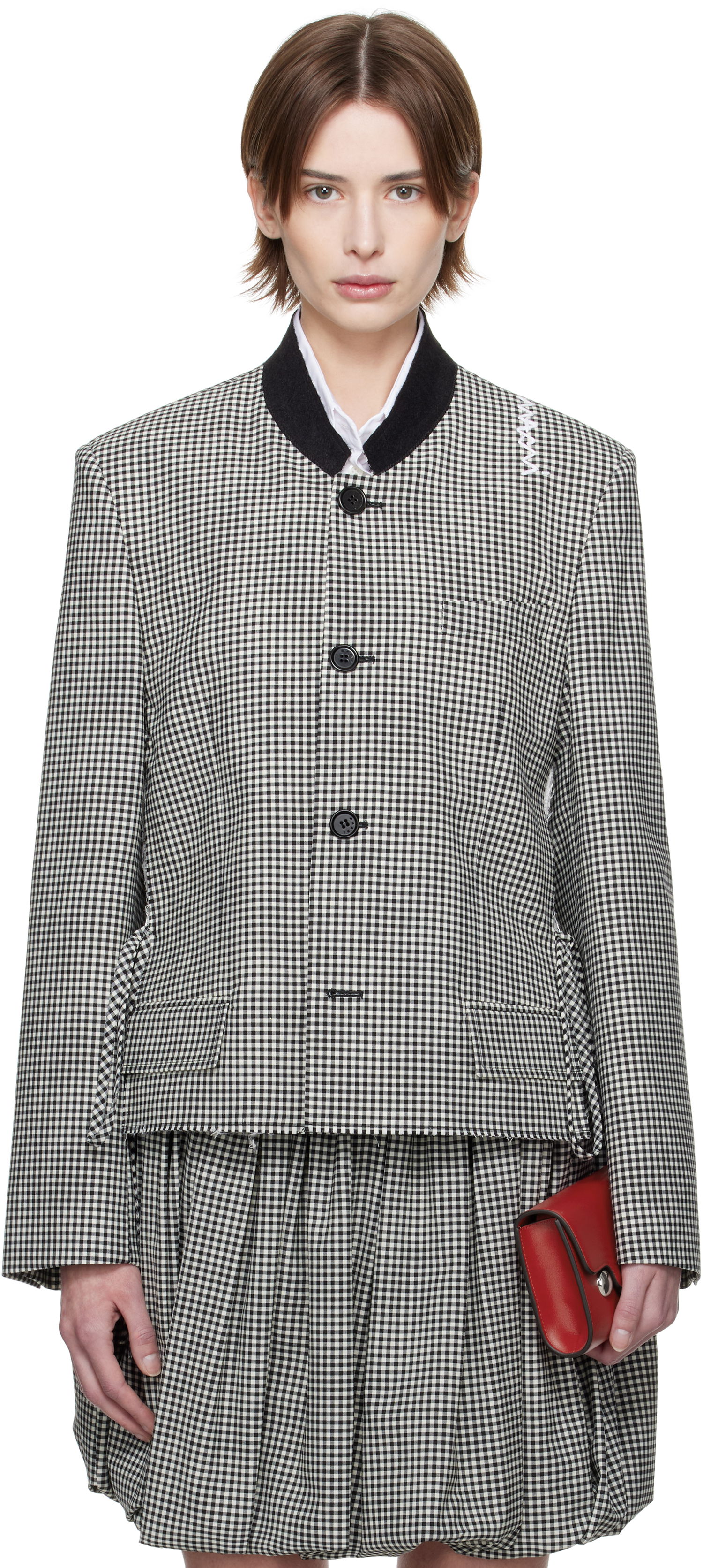 Krila Marni Marni Gingham Cropped Jacket Večbarvna | GIMA0283QS UTP787, 0