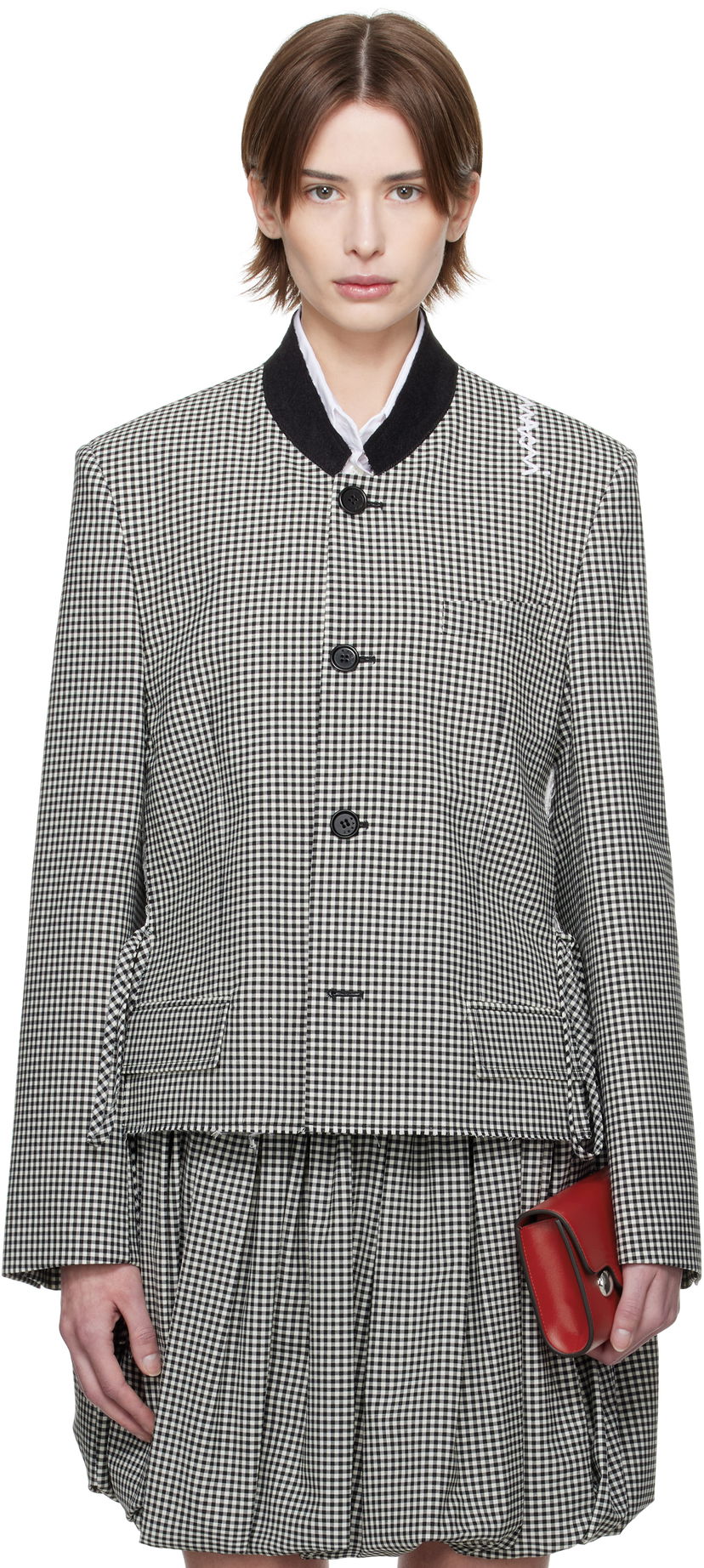Krila Marni Marni Gingham Cropped Jacket Večbarvna | GIMA0283QS UTP787