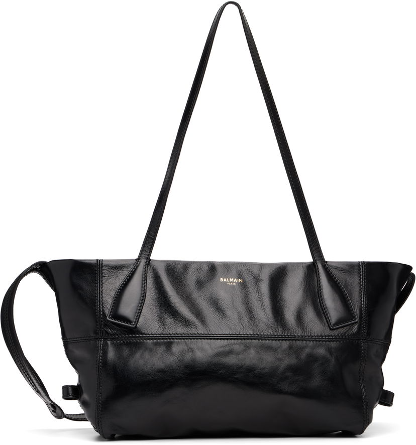 Tote bag Balmain Small Track Zips Calfskin Bag Črna | FM0FG273LMTE