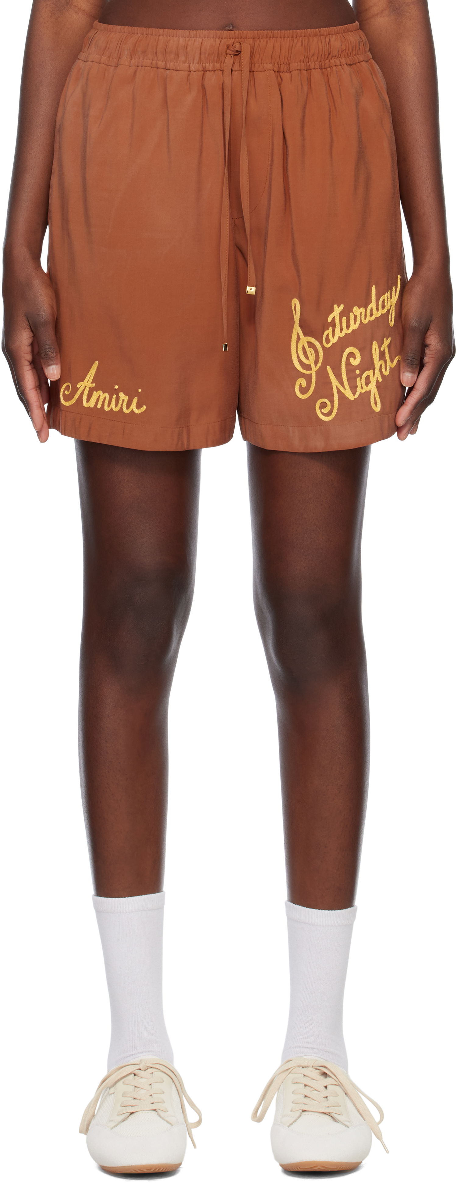 Kratke hlače AMIRI Amiri Saturday Night Drawstring Shorts Rjava | AMSHCA1076, 0