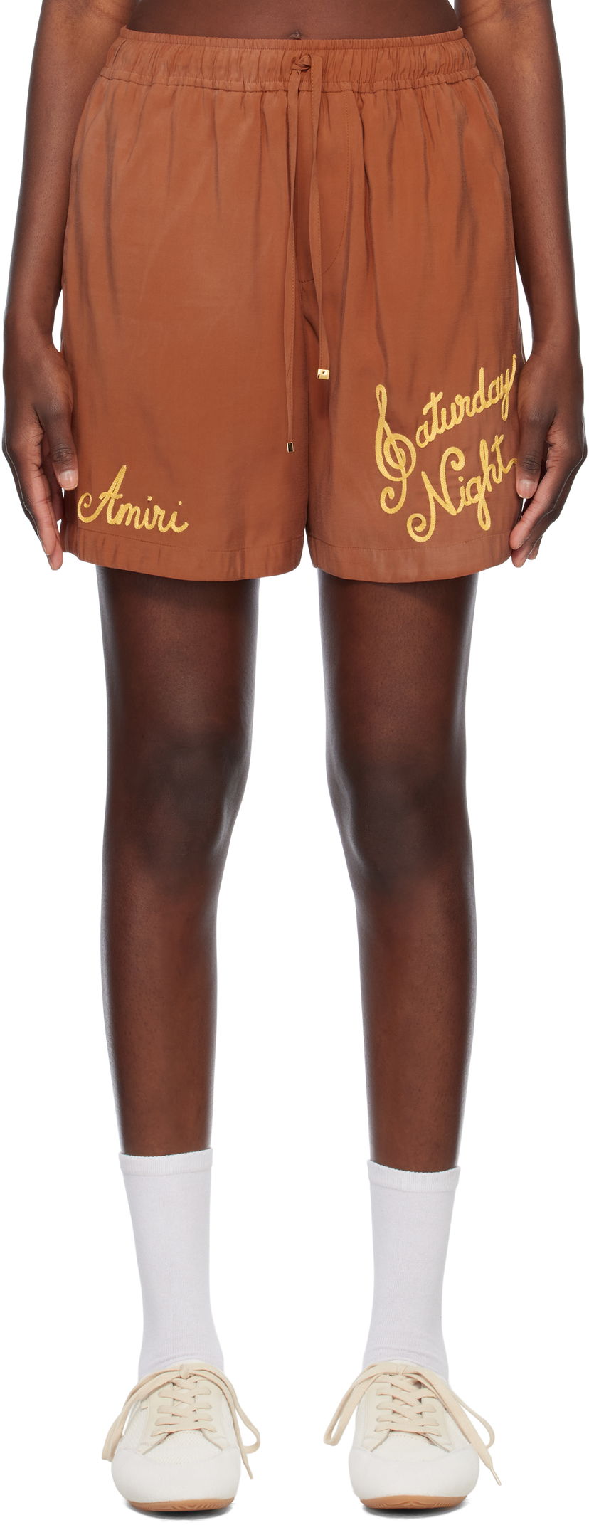 Kratke hlače AMIRI Amiri Saturday Night Drawstring Shorts Rjava | AMSHCA1076