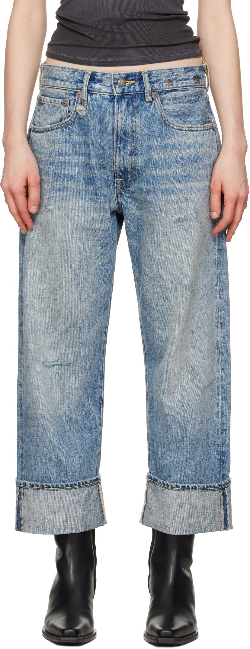 Kavbojke R13 R13 Cuffed X-Boyfriend Jeans Modra | R13WD111-D149D