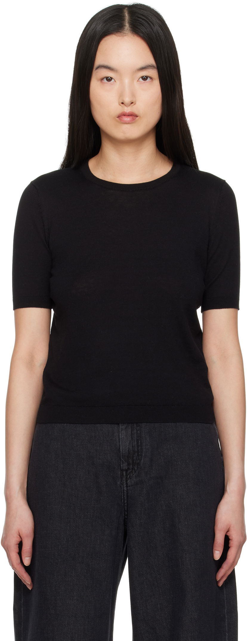 Pleteni pulover Max Mara Weekend Max Mara Zibetto Knit T-Shirt Črna | 2515361041600