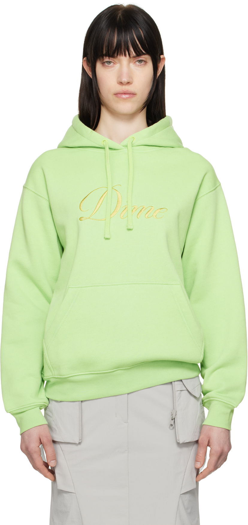 Pulover Dime Dime Cursive Logo Hoodie Zelena | DIMESP2544SAG