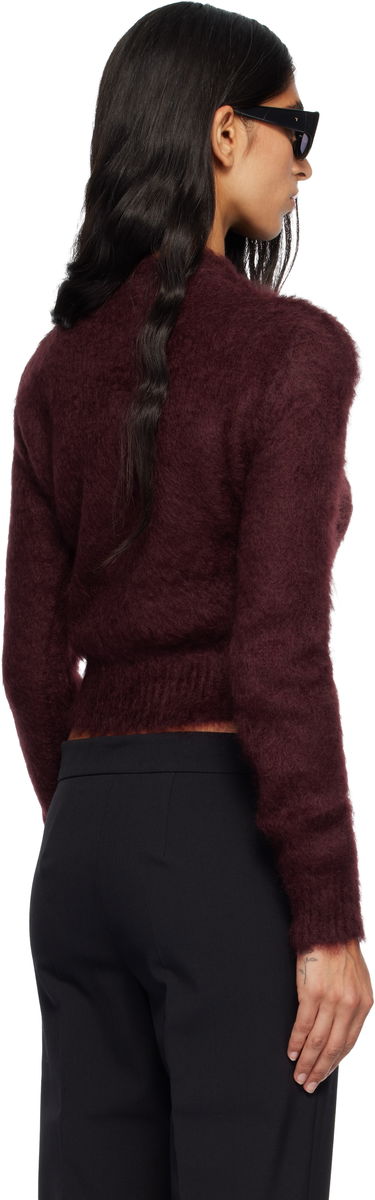 Pleteni pulover Max Mara Max Mara Adatti Fuzzy Cropped Mock-Neck Sweater Bordo | 2521366263600, 2