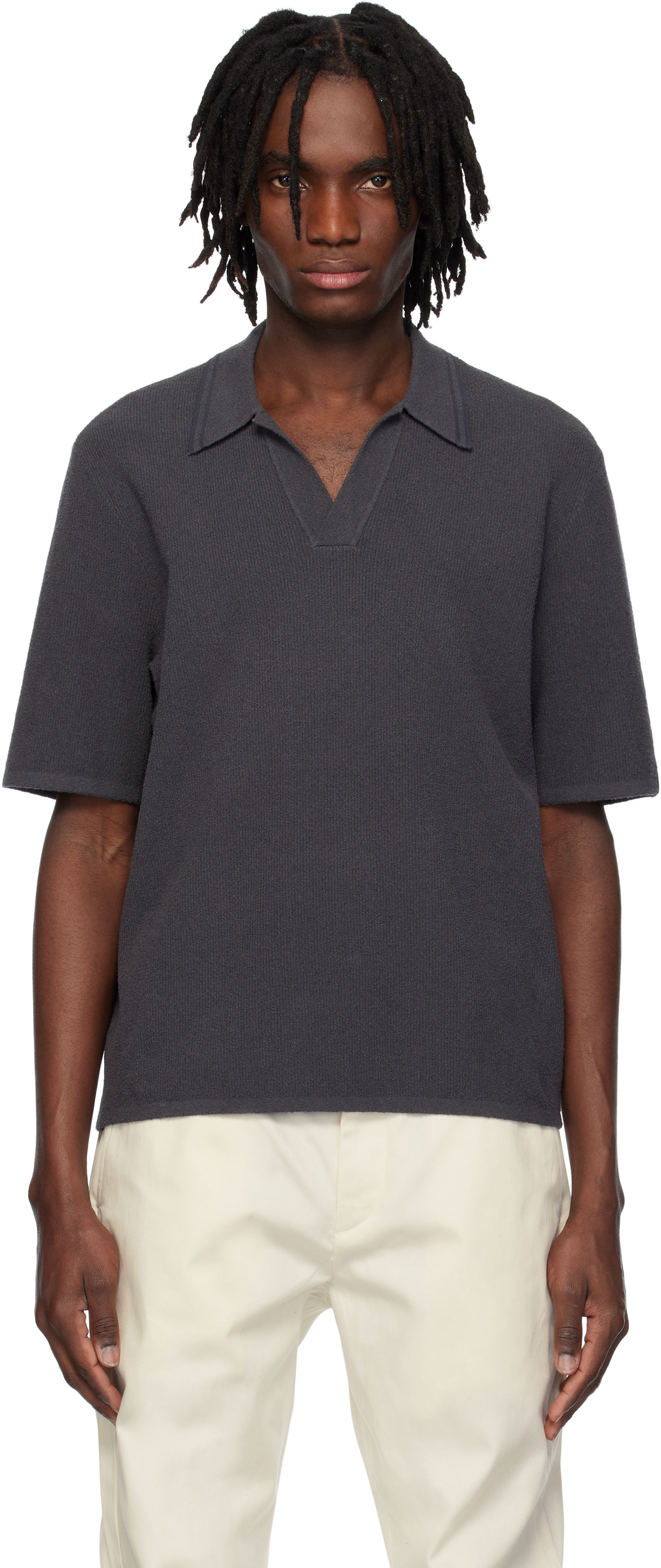 Polo majica rag & bone Rag & Bone Rib Knit Johnny Polo Siva | MBS25S035YF35, 0
