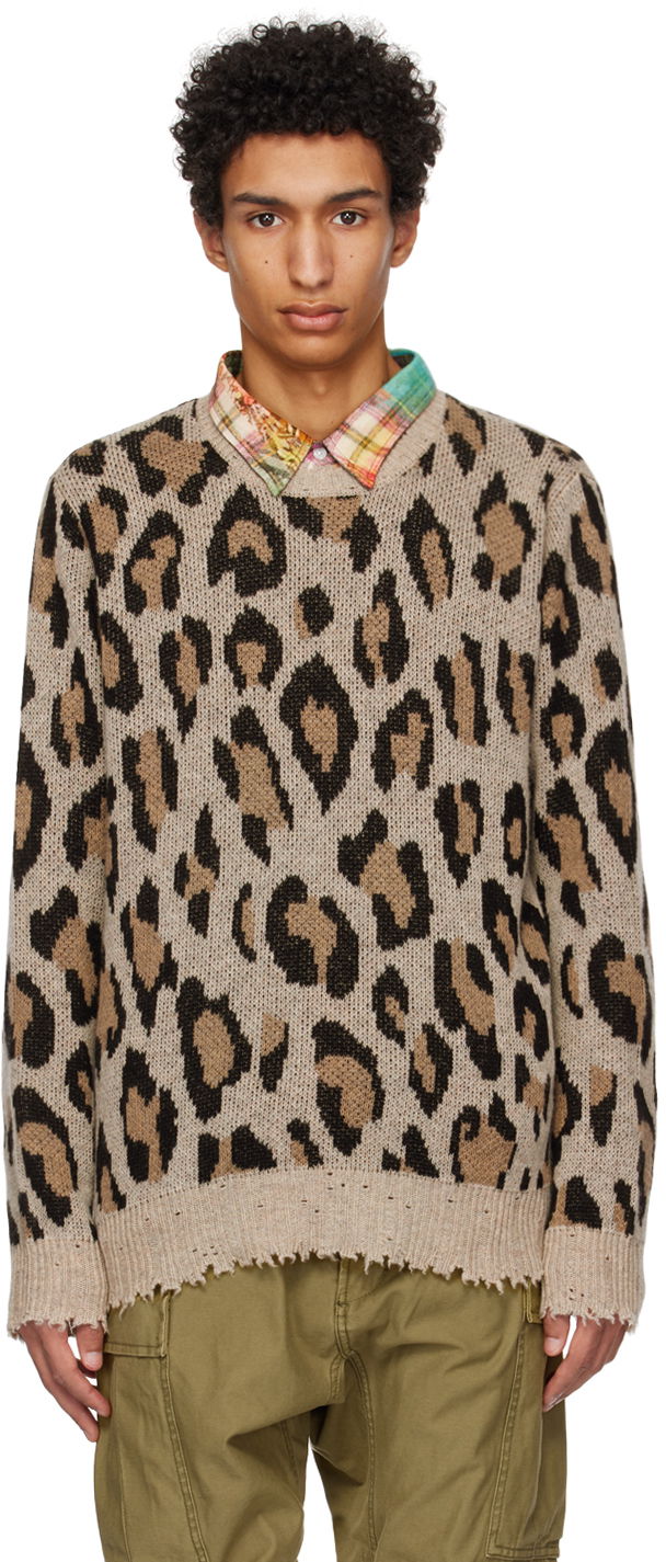 Pleteni pulover R13 R13 Leopard Knit Sweater Bež | R13W3571-10