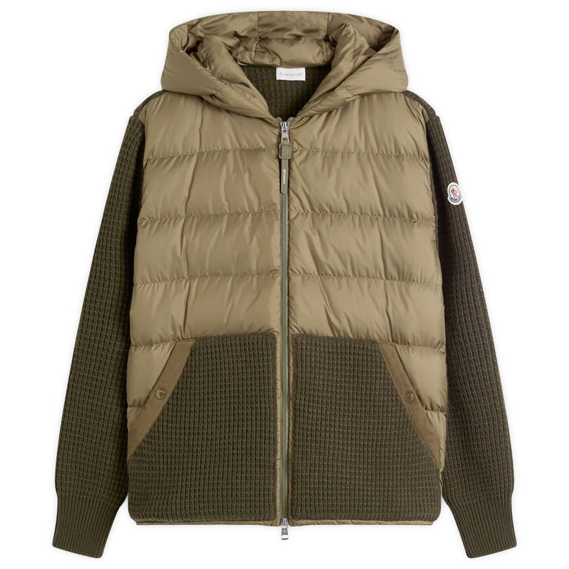 Puhovka Moncler Knit Waffle Jacket With Hood Zelena | 9B000-31-M4281-828