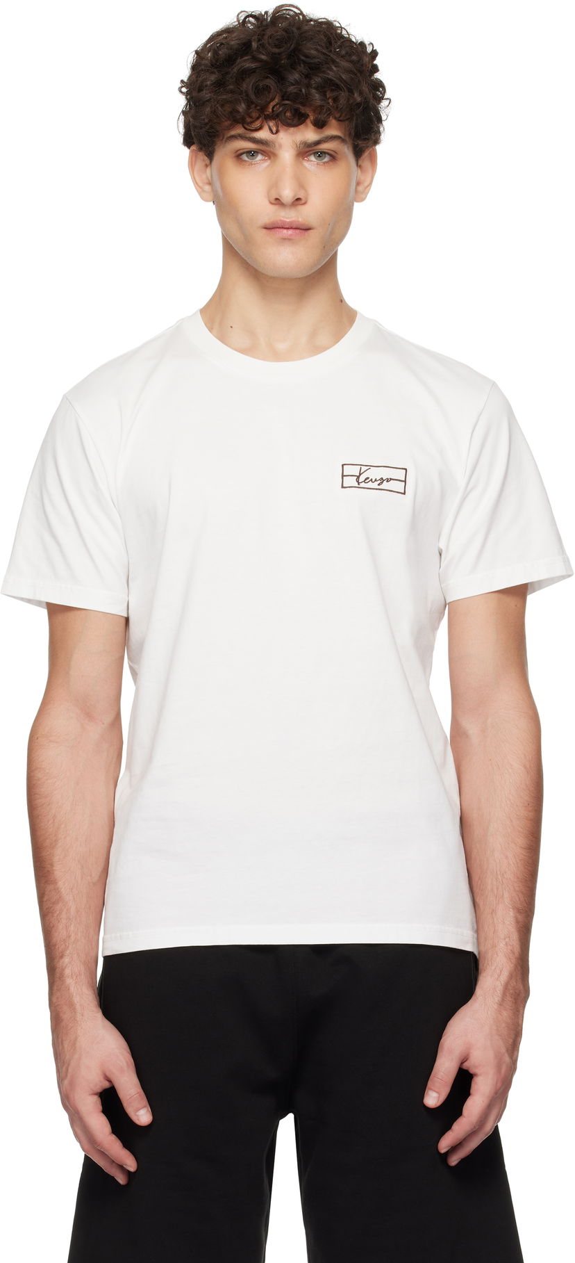 Majica KENZO Paris Weave Embroidered T-Shirt Bela | FF55TS5254SO
