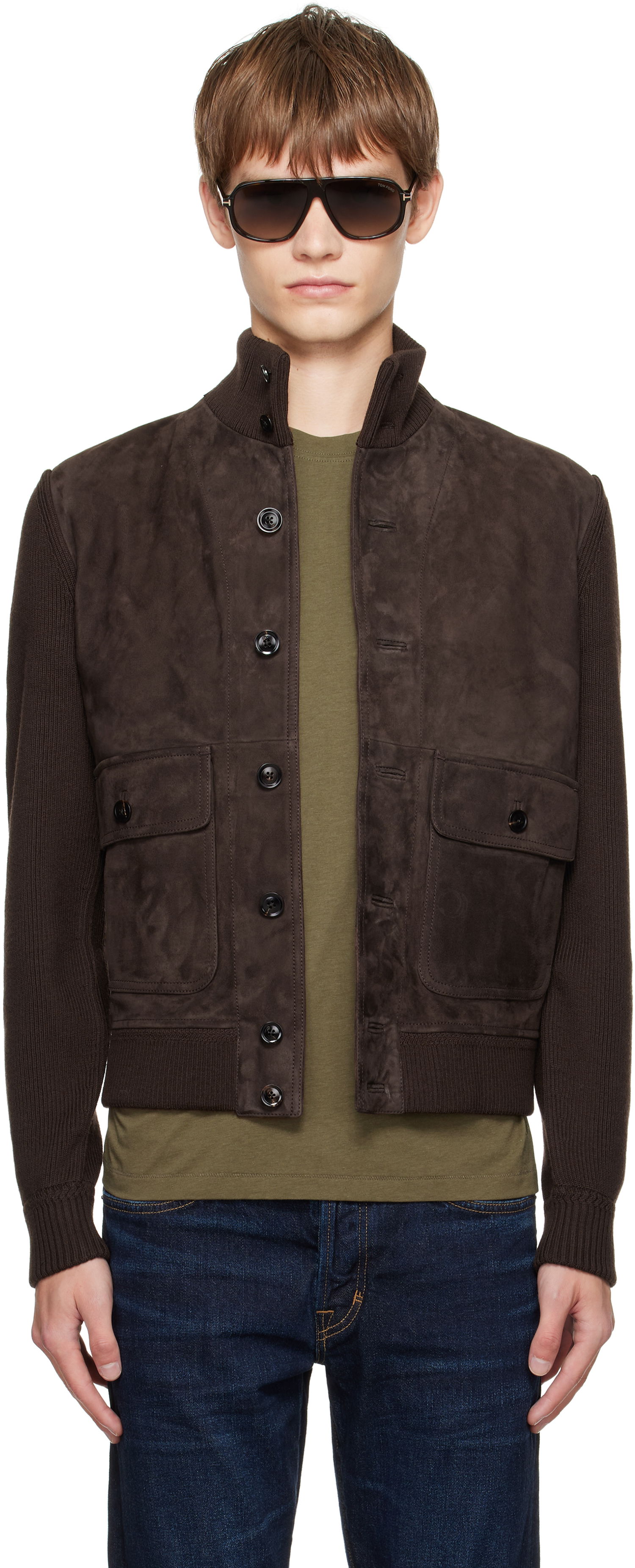 Jakna Tom Ford TOM FORD Suede and Merino Jacket Rjava | KBF001-YMW110, 0