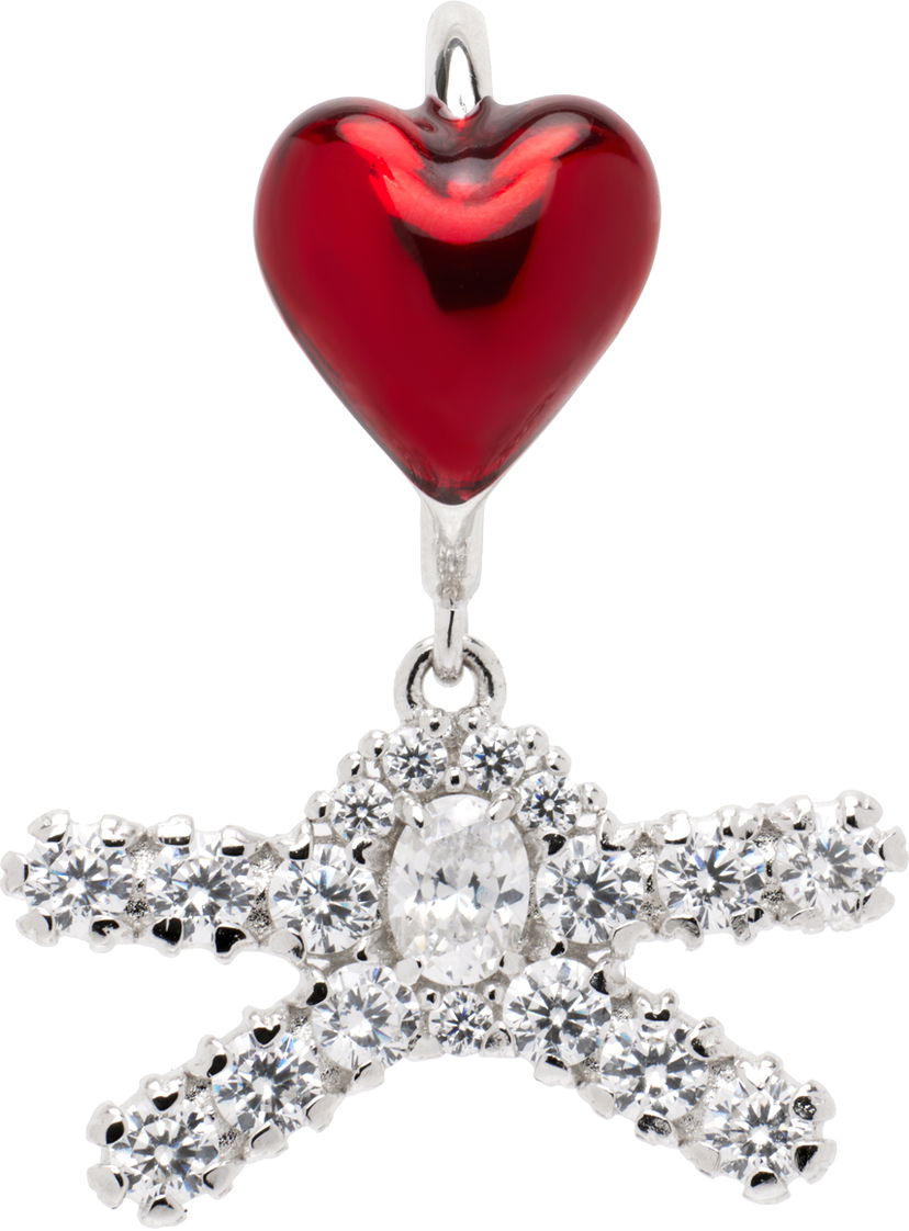 Uhani SHUSHU/TONG SHUSHU/TONG YVMIN Edition Heart and Bowknot Lip Ring Rdeča | 23390RED00NN