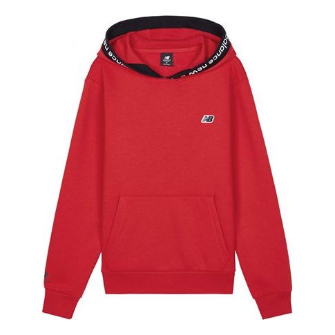 Pulover New Balance Essentials Stacked Logo Hoodie Rdeča | AMT03340-ENR