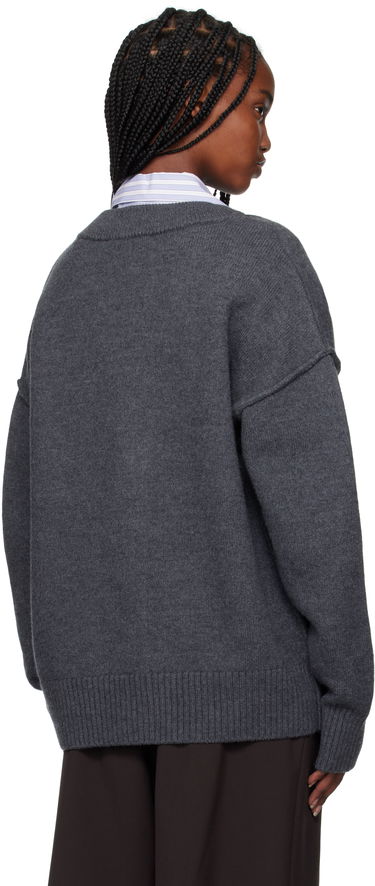 Pleteni pulover AMI Cardigan Siva | BFUKC006.018, 2
