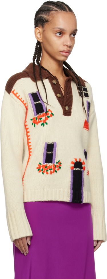 Pleteni pulover JW Anderson JW Anderson House Intarsia Polo Sweater Rdeča | KW1405-YN0413, 4