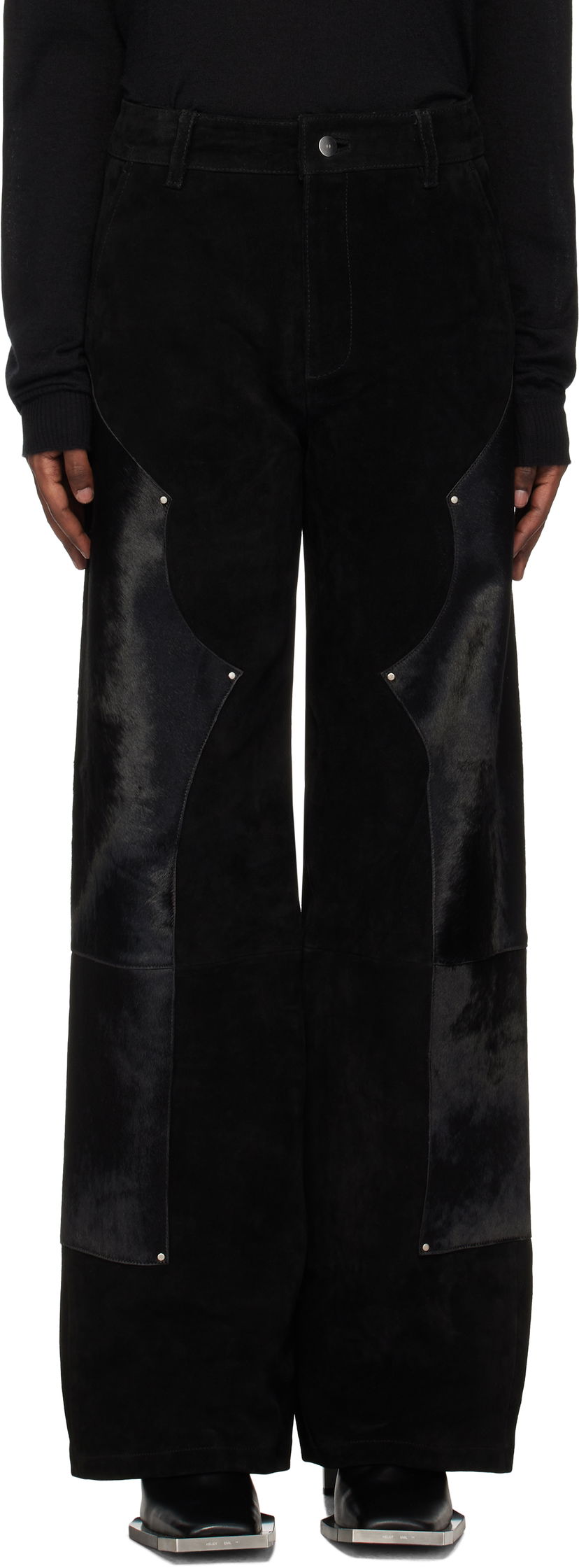 Hlače HELIOT EMIL Carpenter Suede Pants Črna | AW24_W_10_176_BLK01