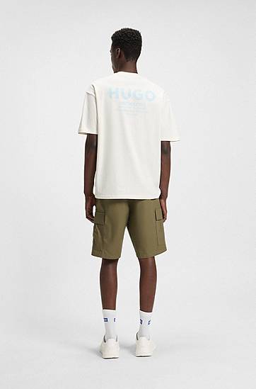 Kratke hlače BOSS Structured Cotton Cargo Shorts with Drawstring Zelena | 50517924, 1
