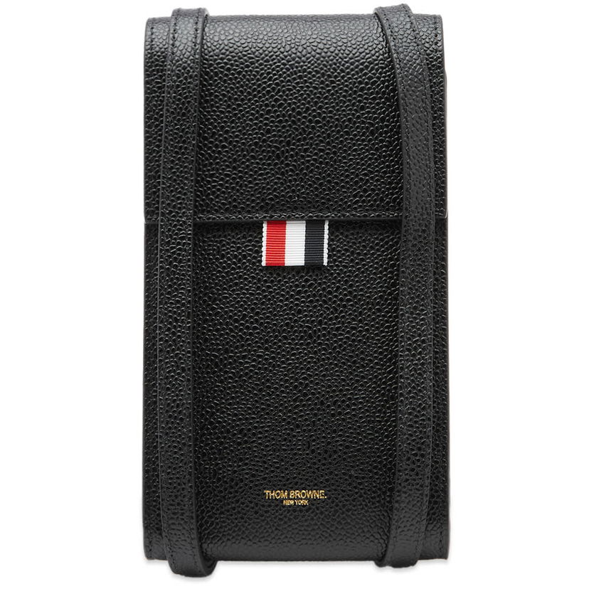 Torba za čez ramo Thom Browne Thom Browne Pebbled Leather Phone Crossbody Bag Črna | MAC113A-00198-001