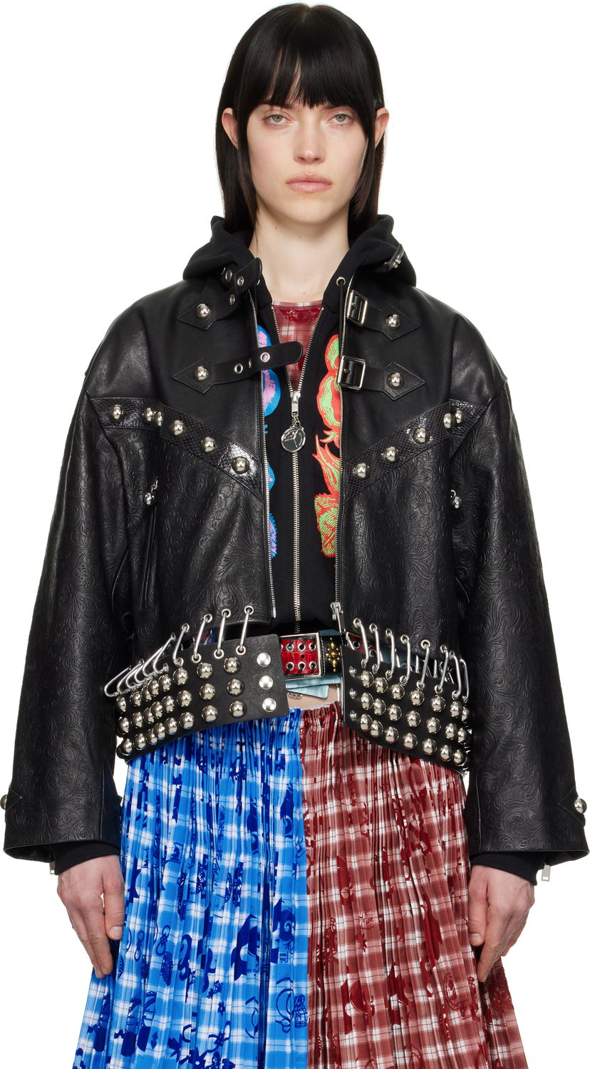 Jakna Chopova Lowena Chopova Lowena Studded Cropped Leather Jacket Črna | 5301