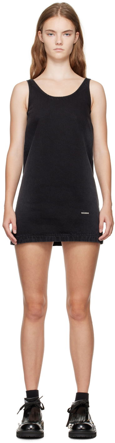 Obleke We11done We11done Faded Denim Minidress Črna | WD-DO2-24-358-W-BK