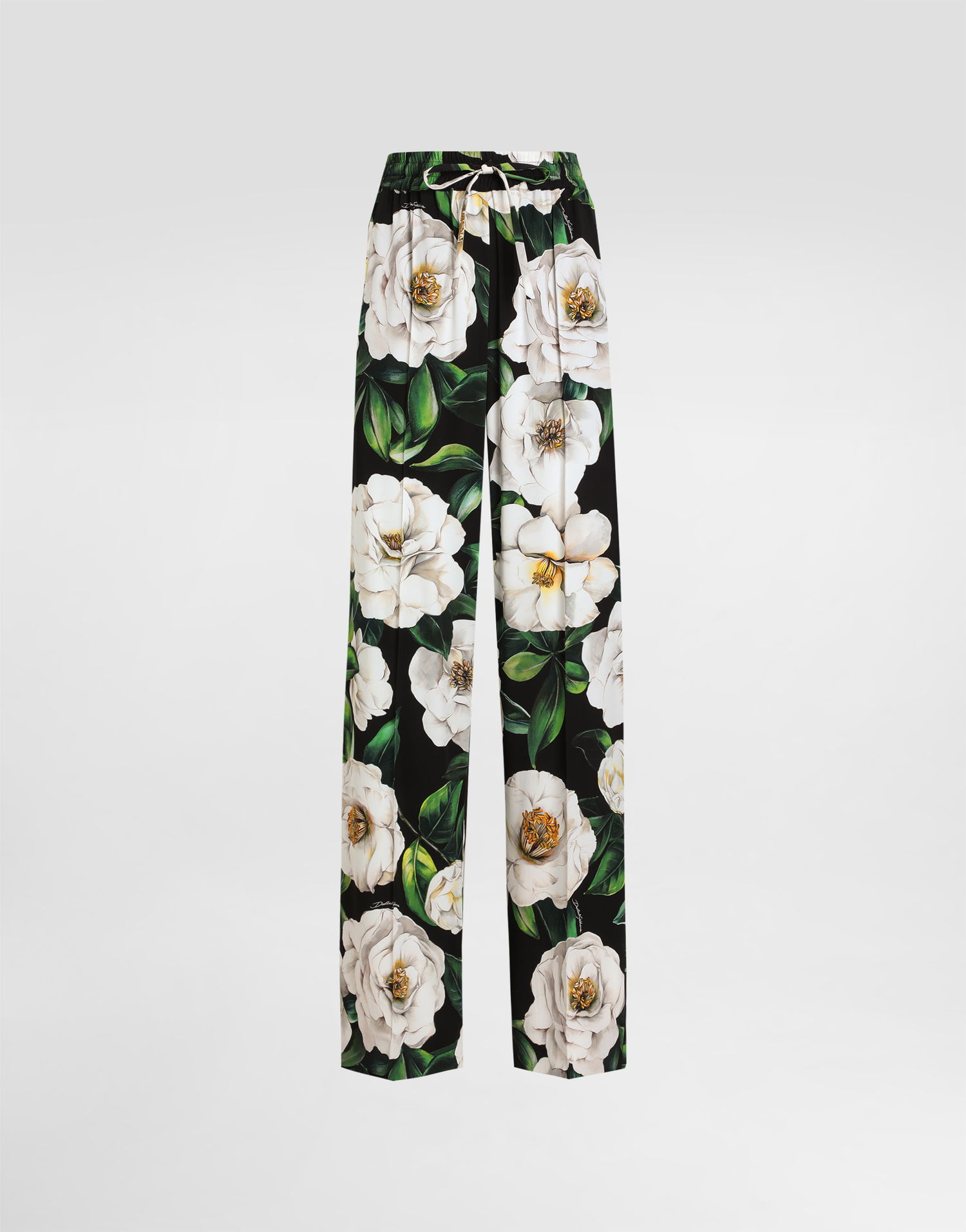 Hlače Dolce & Gabbana Dolce & Gabbana Camellia Print Drawstring Pants Črna | FTC9YTFSA7FHN5JB, 0