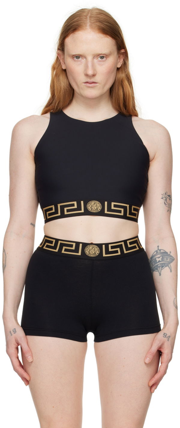 Majica brez rokavov Versace Versace Greca Border Sports Bra Črna | 1010783_1A06229_1B000