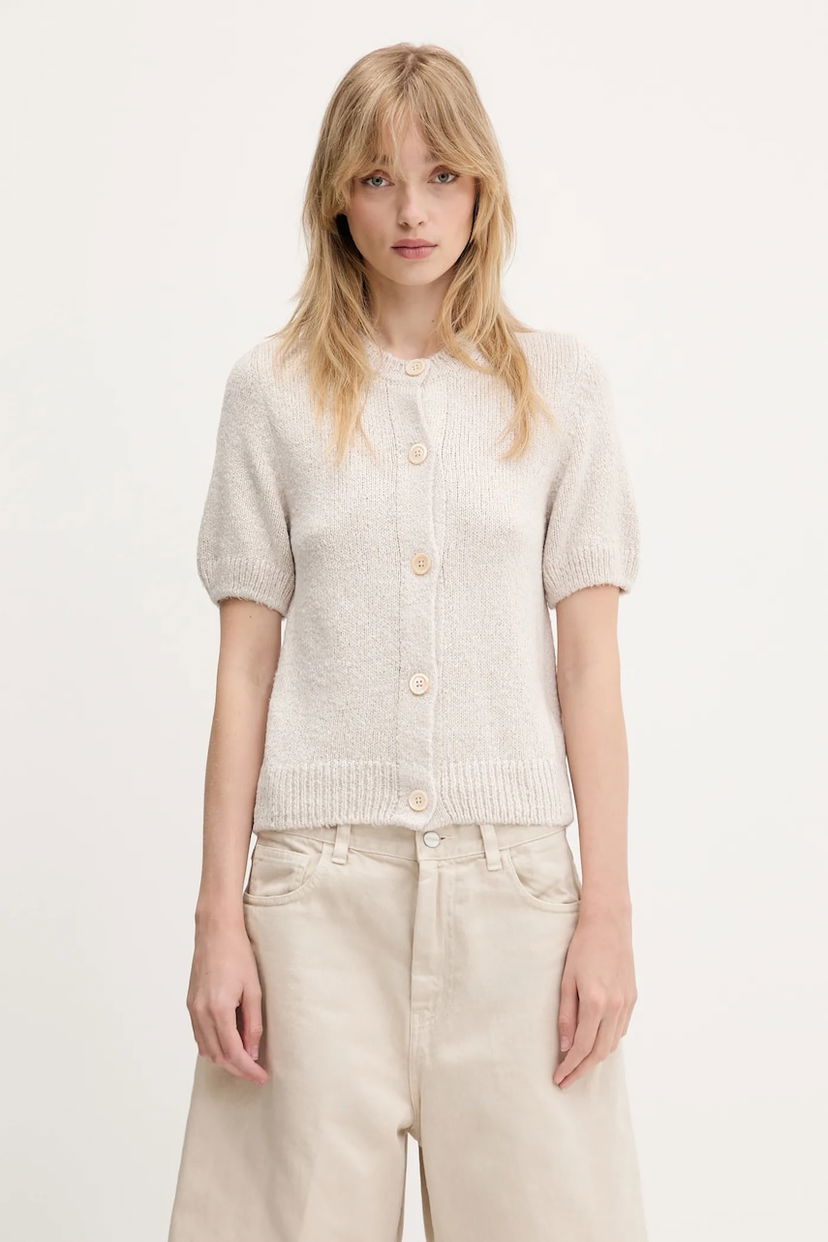 Pleteni pulover OUR LEGACY Our Legacy Shrunken Puff Sleeve Cardigan Bež | W2253SO