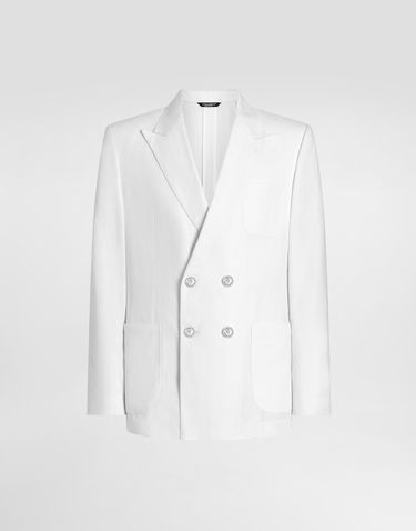Jakna Dolce & Gabbana Dolce & Gabbana Portofino Double-breasted Linen Jacket Bela | G2NZ2TFU4JBW0111, 0
