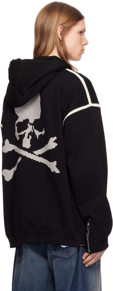 Pulover Mastermind WORLD Mastermind World Boxy Fit Cross Stitch Zip Hoodie Črna | MW25S14-SW006-015, 2