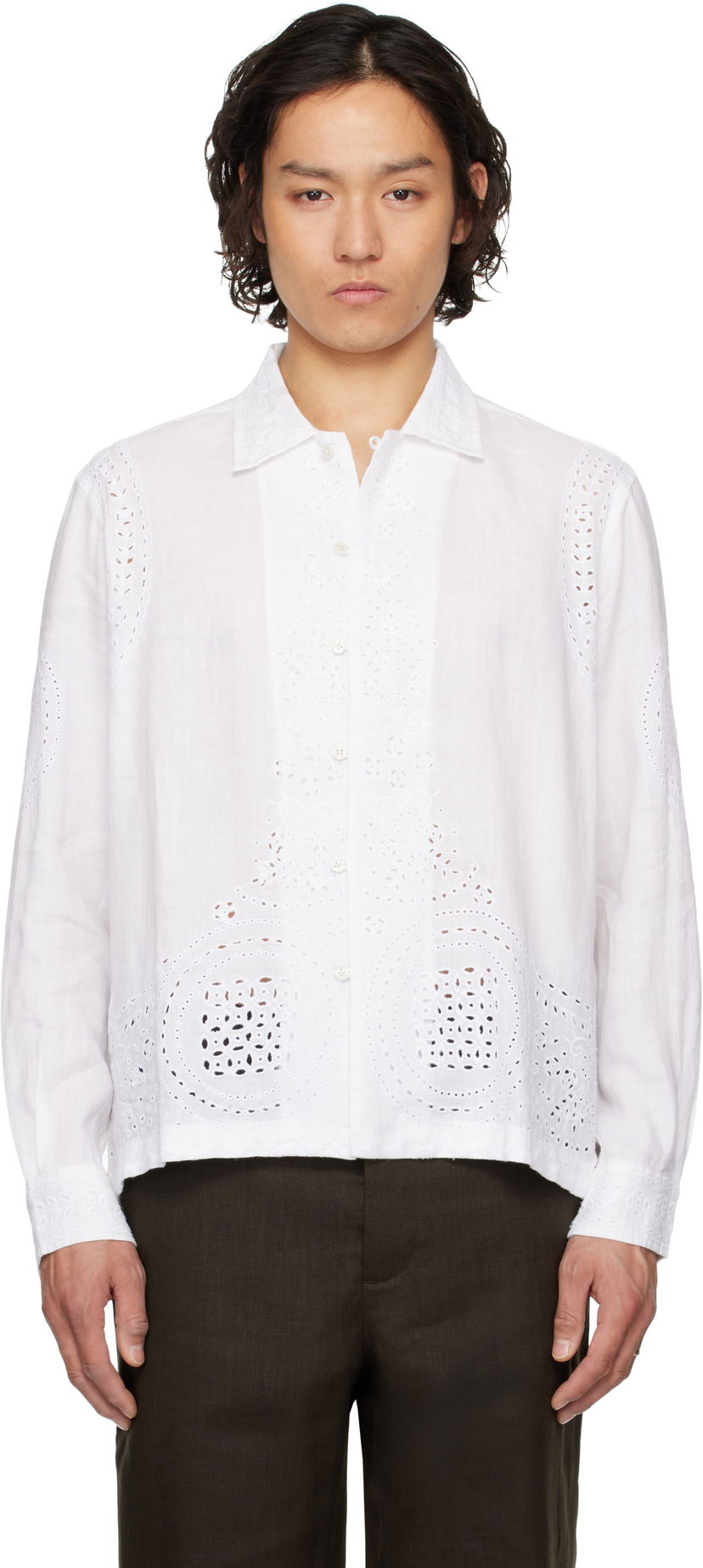 Srajce Bode Bode Belvoir Eyelet Shirt Bela | MRS25SH039