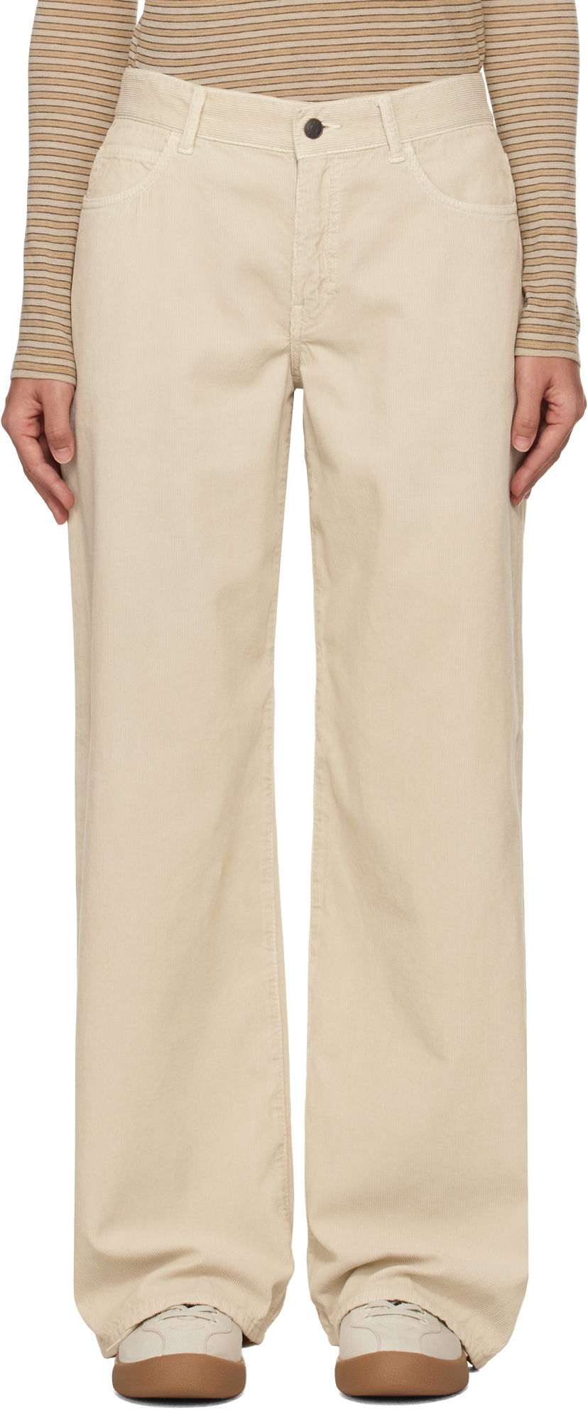 Hlače The Row The Row Eglitta Wide-Leg Corduroy Trousers Bež | 6525-W3724