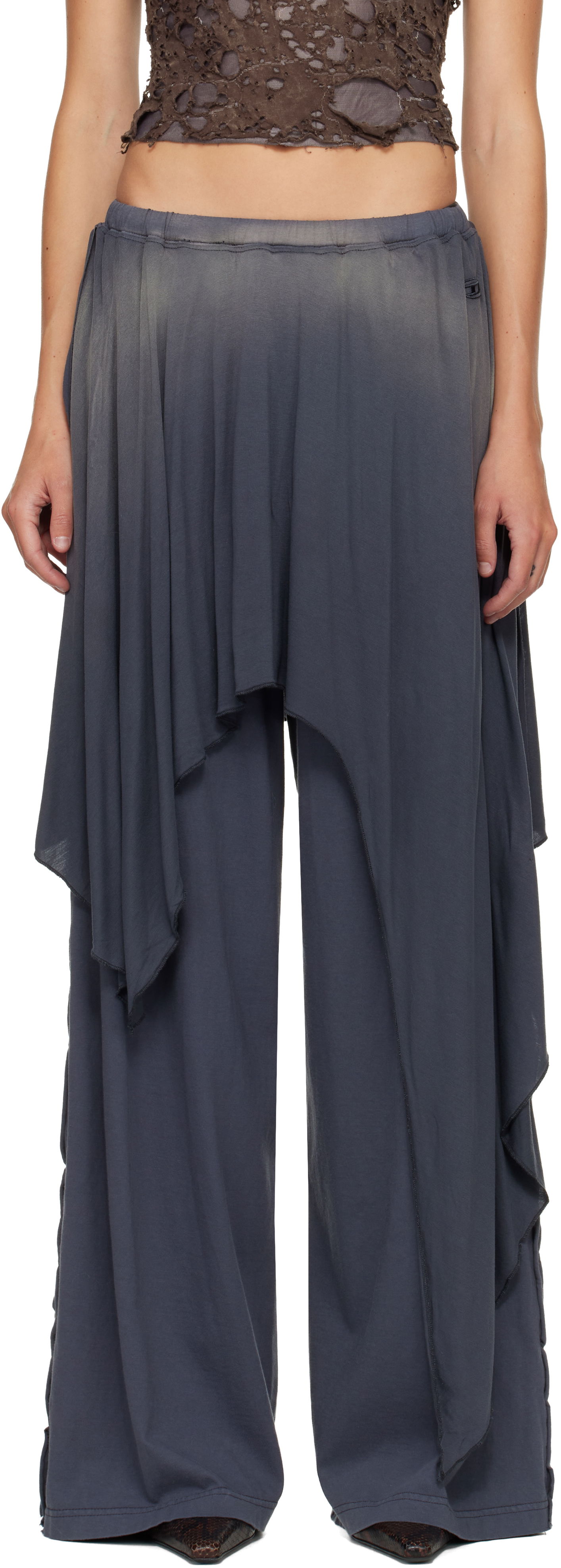 Hlače Diesel P-Kirpalong Draped Wide-Leg Trousers Siva | A18545 0AGBA, 0