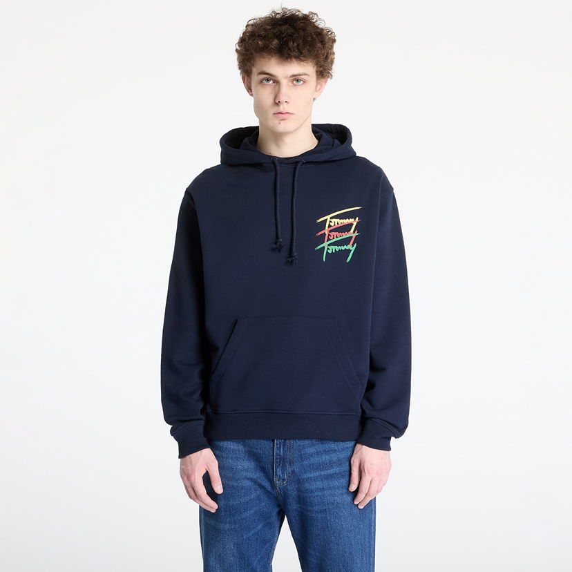 Pulover Tommy Hilfiger Tommy Jeans Relaxed 3 Color Sign Hoodie Mornarica | DM0DM21372 C1G