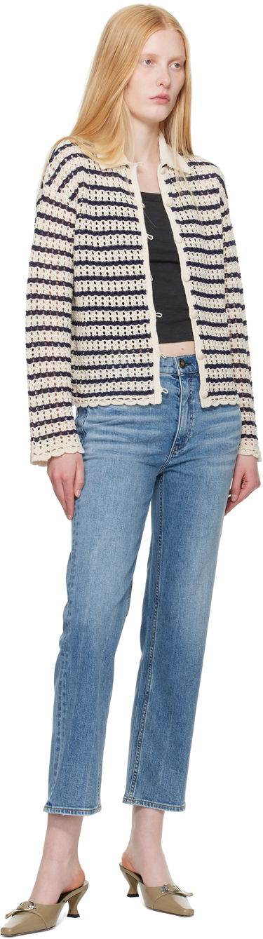 Pleteni pulover rag & bone rag & bone Khloe Striped Open-Knit Cardigan Bež | WAS25P060BR60, 3