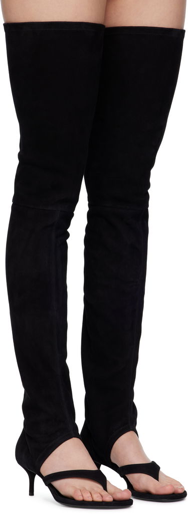 Oblačila Alaïa ALAÏA Stretch Suede Tall Thong Boots Črna | AA3O057CK311, 3