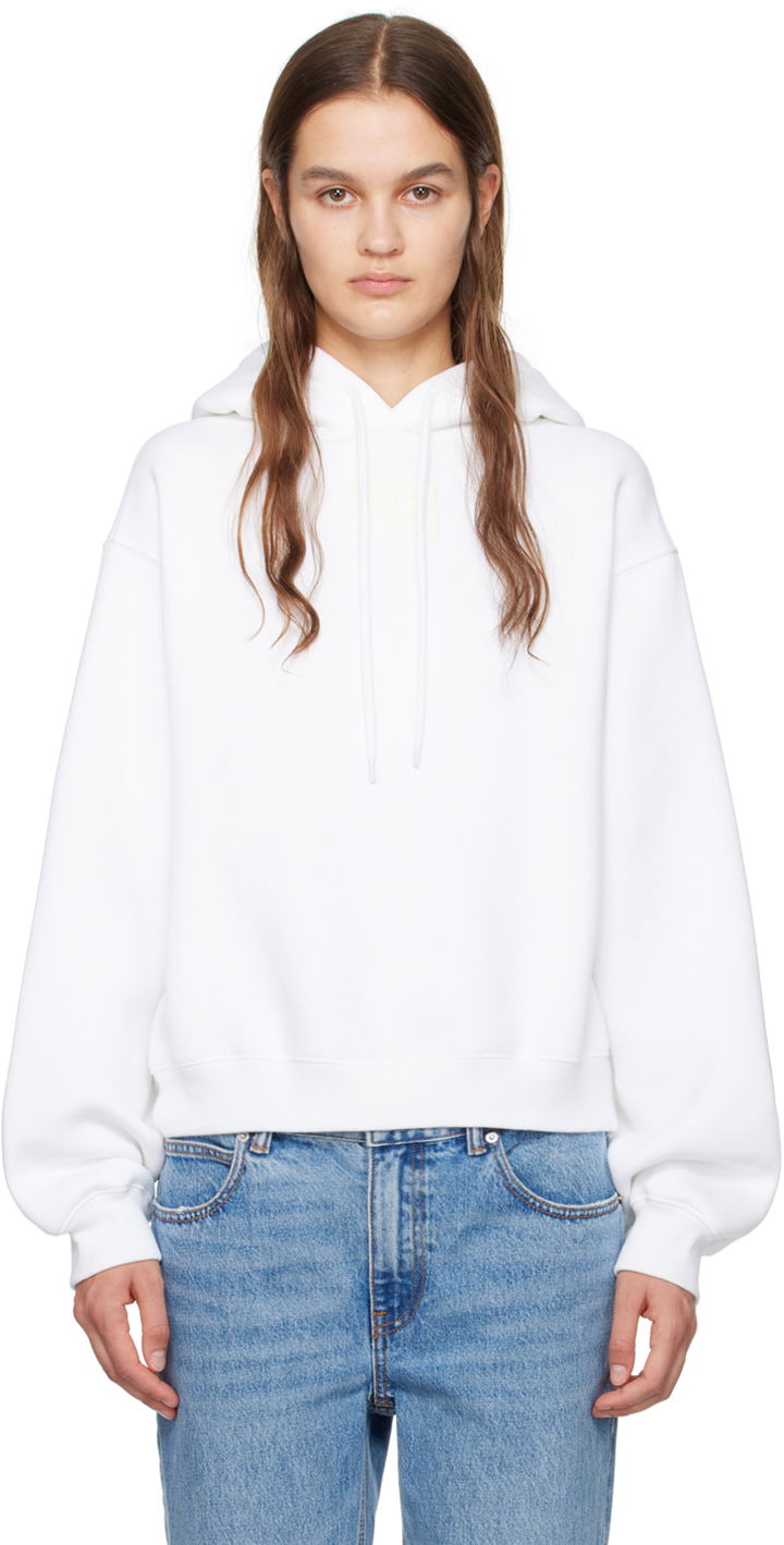 Pulover Alexander Wang Bonded Hoodie Bela | 4CC3222069