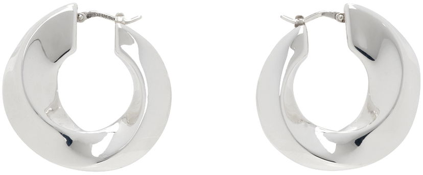 Uhani Bottega Veneta Twist Hoop Earrings Bela | 775170 V5070
