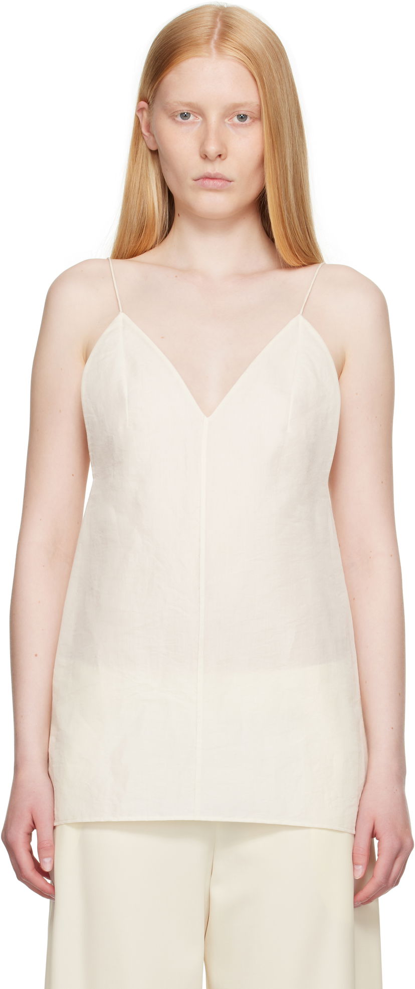 Majica brez rokavov Khaite Khaite Talsie Linen Cami Top Bela | 2396385